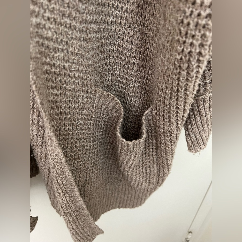American Eagle Outfitters Cozy Open-Front Cardigan - Taupe Brown - Picture 4 of 6